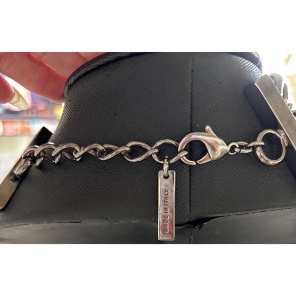 Lafayette Italy Chunky Multilayer Chain Necklace Metallic Silver & Brown Tones - Picture 10 of 15